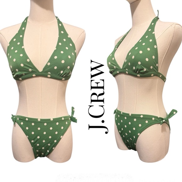 J. Crew Other - J. Crew Green Polka Dot Bikini Size Medium